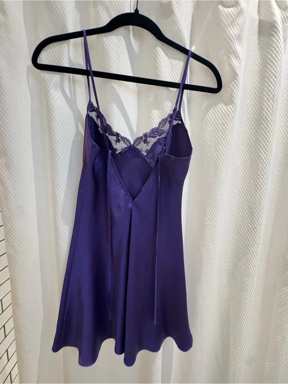 Victoria's Secret Purple Satin Lace-Trim Chemise